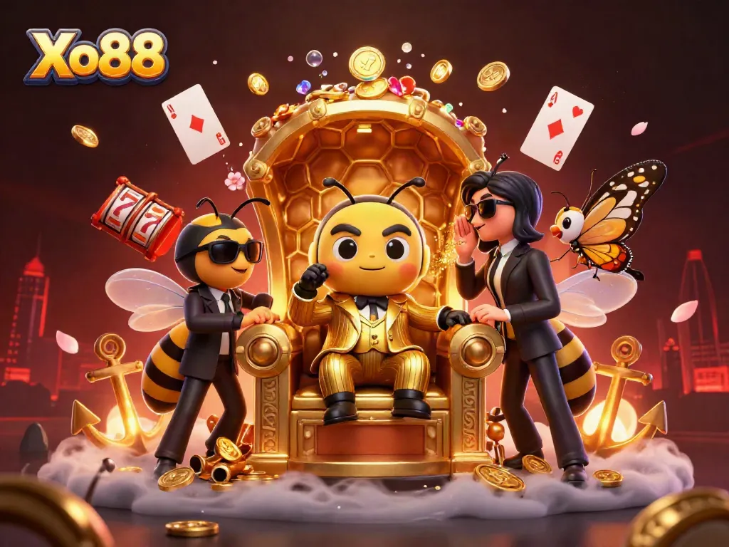 Xo88's buzzing bumblebee mob boss commands a dynamic casino realm filled with treasures and gaming excitement.