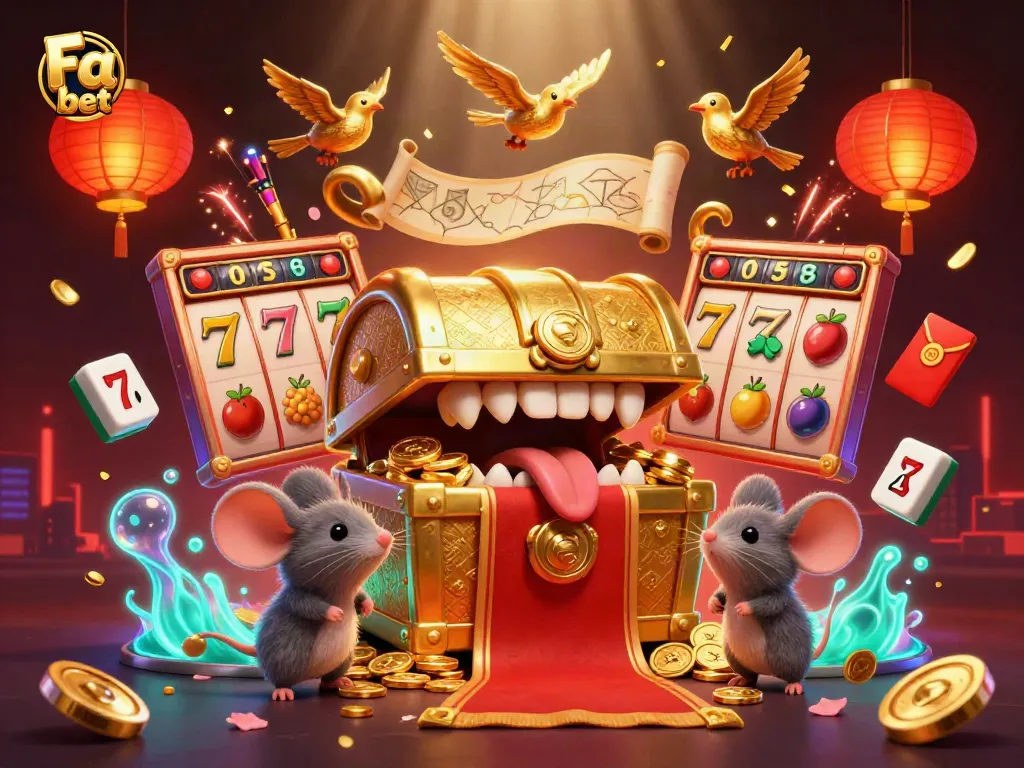Win big at Fa bet with vibrant slot games and enchanted treasures in this captivating scene.